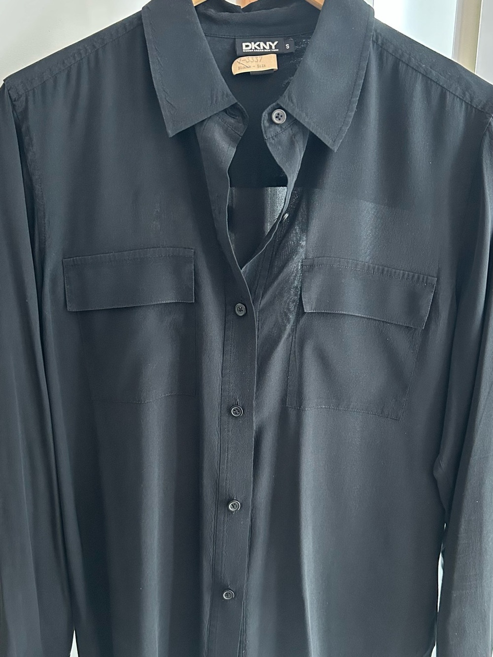 DKNY Women’s Black Silk Button-Up Blouse